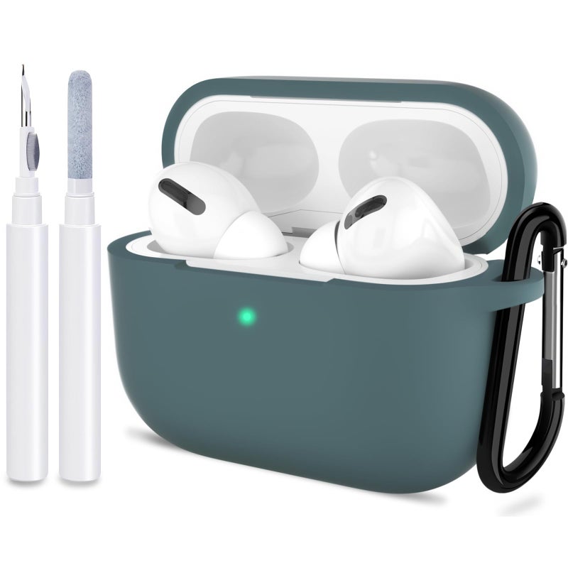 ATUAT for AirPods Pro 1st/2nd Generation Case Cover, Protective Silicone Skin Accessories with Keychain for Women Men for Apple AirPods Pro 2019/2022 Charging Case,Front LED Visible-Gray Blue - Image 1